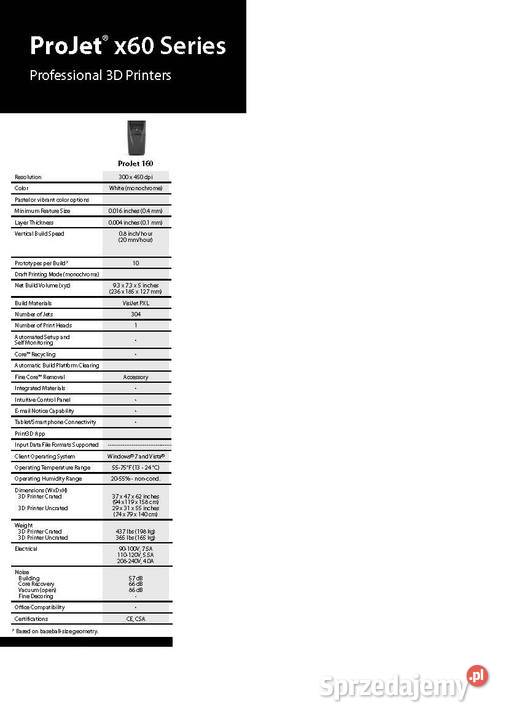 Drukarka 3D ProJet 160 RJ45