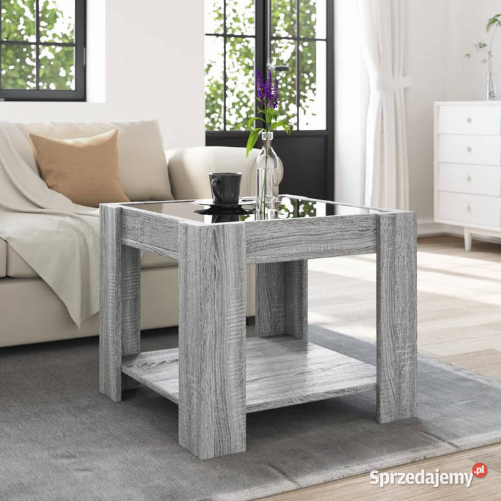 Stolik kawowy z LED szary dąb sonoma 53x53x45 Warszawa sprzedam