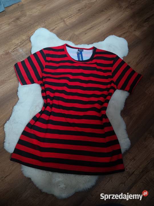 Tshirt czerwono czarne pasy unisex 100 bawełna podlaskie Białystok