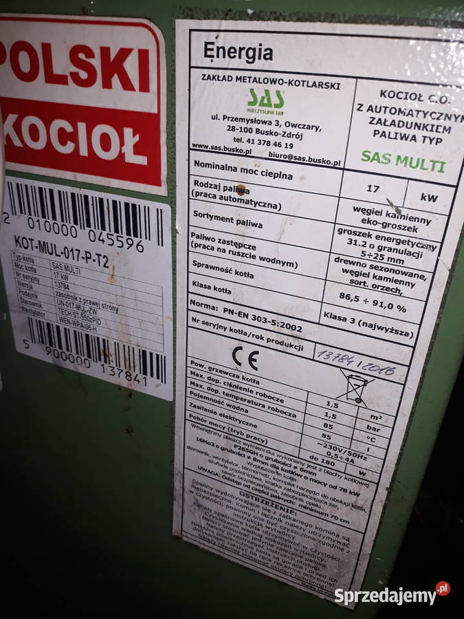 Piec SAS Multi 17 Kw z podajnikiem zestaw