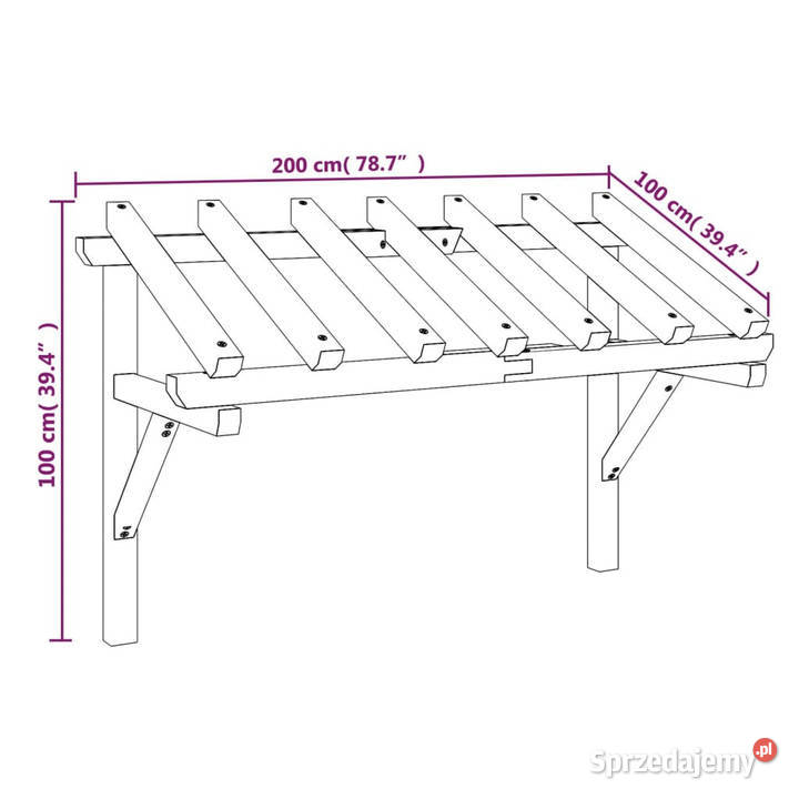 Zadaszenie drzwi 200x100x100 lite drewno sosnowe Pozostałe Warszawa