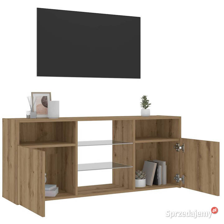 Szafka pod TV z oświetleniem LED dąb artisan Warszawa