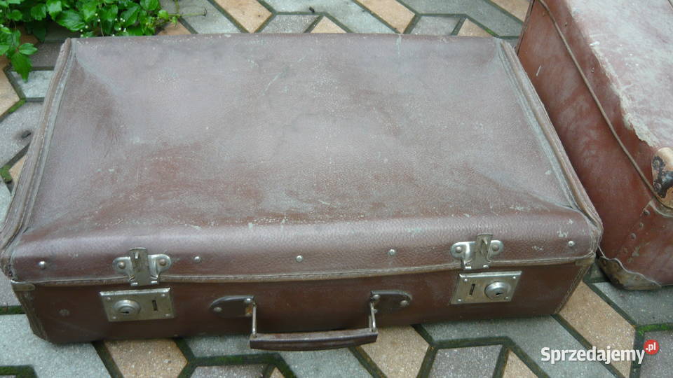 Walizki zestaw 5 stare tekurowe podróżne PRL Sokółka
