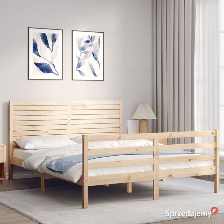 Rama łóżka z wezgłowiem lite drewno 160x200 Warszawa