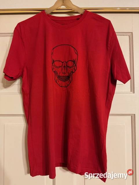 Koszulka czerwona Tshirt z nadrukiem czaszka z