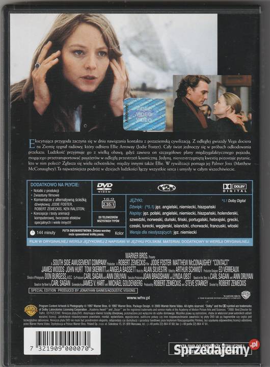 Kontakt Matthew McConaugheyJodie Foster DVD Pruszków