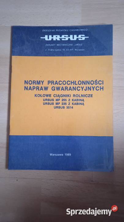 Katalog normy gwarancyjne MF 255 MF235 Ursus Lublin