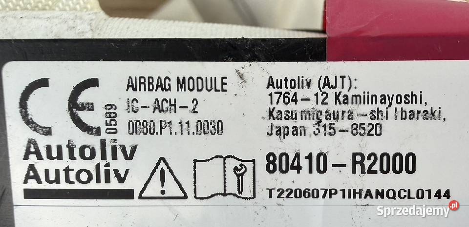 KURTYNA KIA SPORTAGE V AIRBAG 80410R2000 Szczytna sprzedam