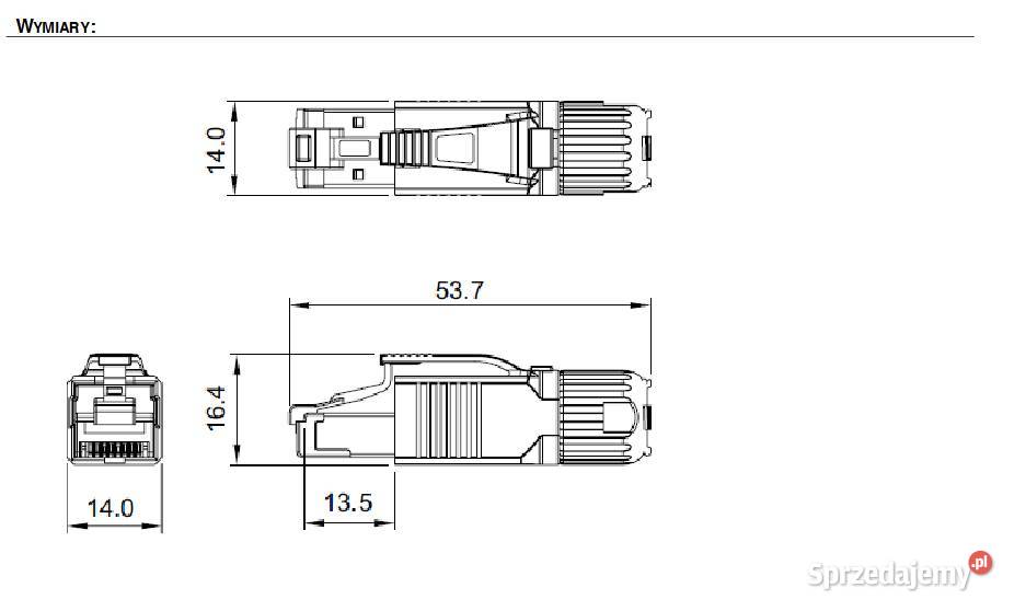 Wtyk RJ45 kat6A ekranowany do zarabiania Pozostałe Pilica