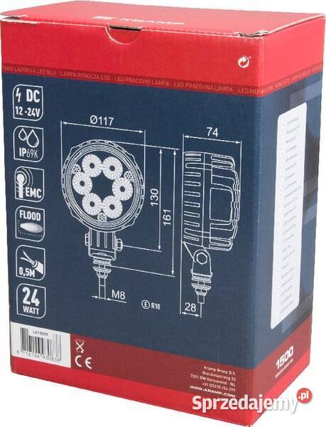 Lampa robocza LED okrągła 24W 1500lm 1030V 117 Kamionna