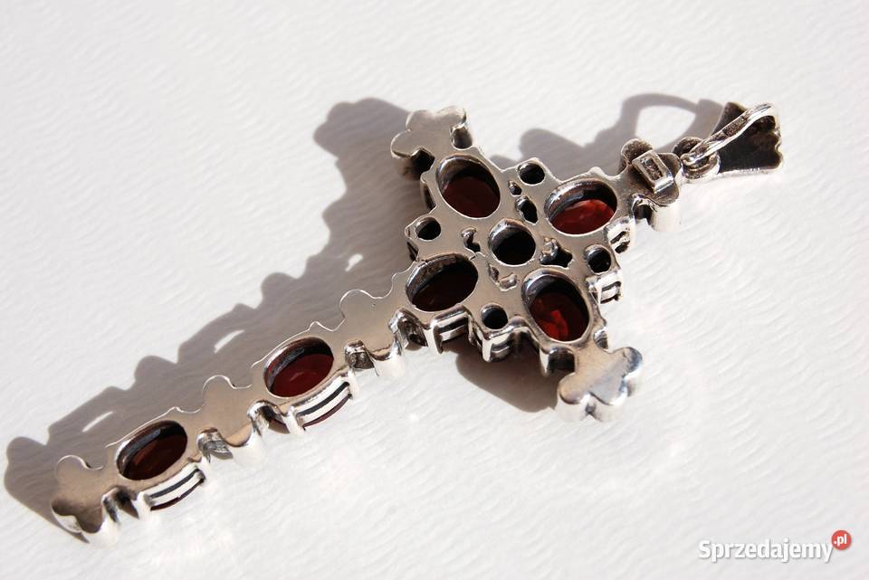 Krzyż granaty markasyty srebro pr 925 wisior Lublin