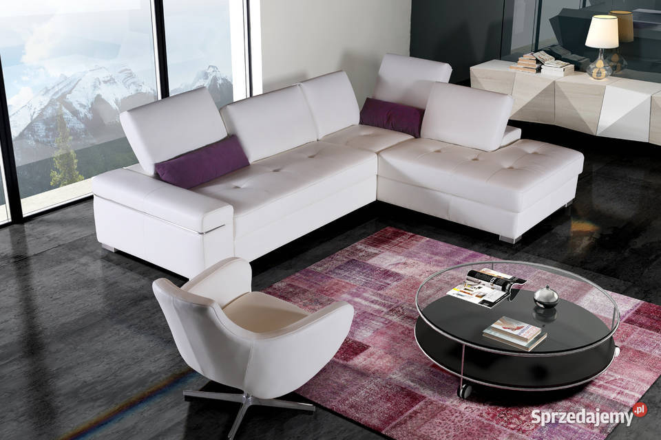 Nowoczesny Narożnik Regulacja Głębokości Skóra 90cm Toruń