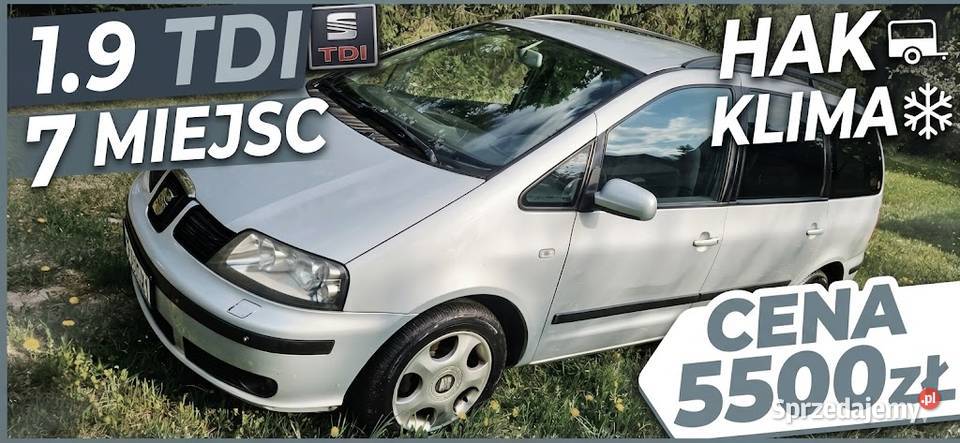 SEAT ALHAMBRA 19 TDI 130 7 Osób Hak 2t Do jazdy 130KM Majdan Ostrowski