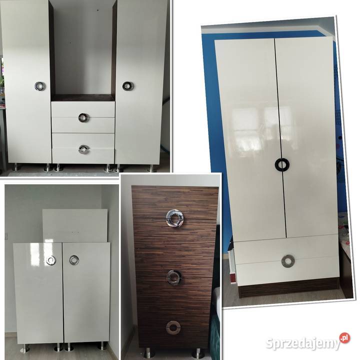 Meble Ringo biały połysk z drewnem Krasnystaw