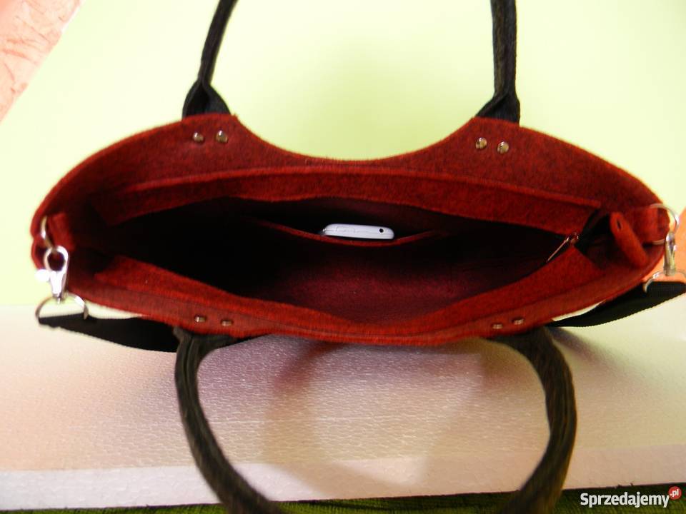 TOREBKA FILCOWA z KOTEM bez torba FILC KOTpasek 38cm