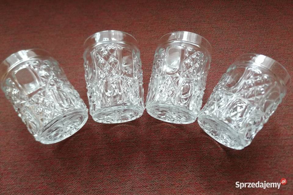 Zestaw 4 szklanych głęboko szlifowanychGrubsze Łódź