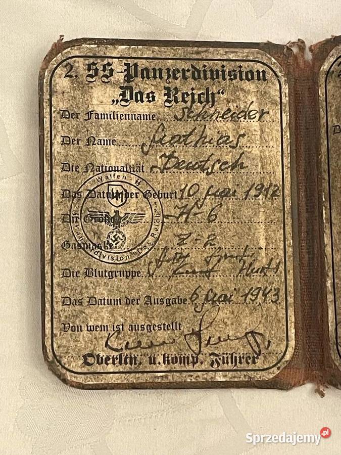 Legitymacja niemiecka okres III Rzesza Kraków