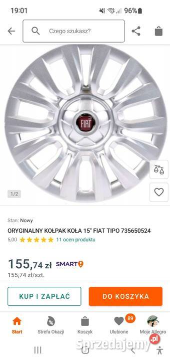 4x 15 kołpaki ORYGINALNY FIAT WYSYŁKA Kołpaki