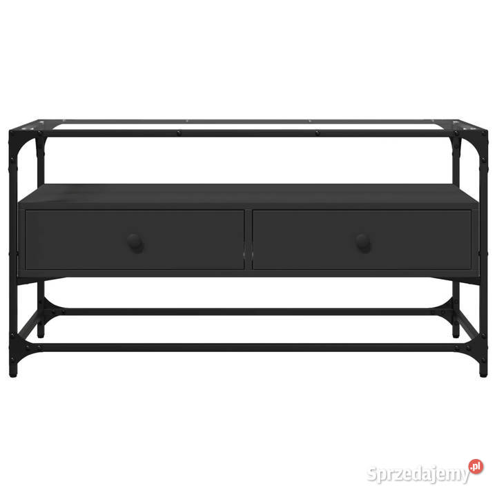 Szafka pod TV ze szklanym blatem czarna 98x35x51 Warszawa