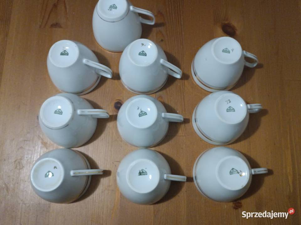 Zestaw 10 filiżanek porcelanowych z złotym Poznań