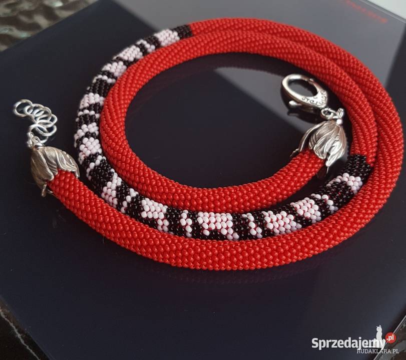 Naszyjnik czerwony w zwierzece wzory Trzebinia