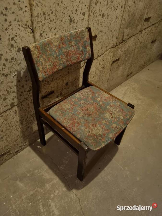 Krzesło drewniane tapicerowane PRL Kraków
