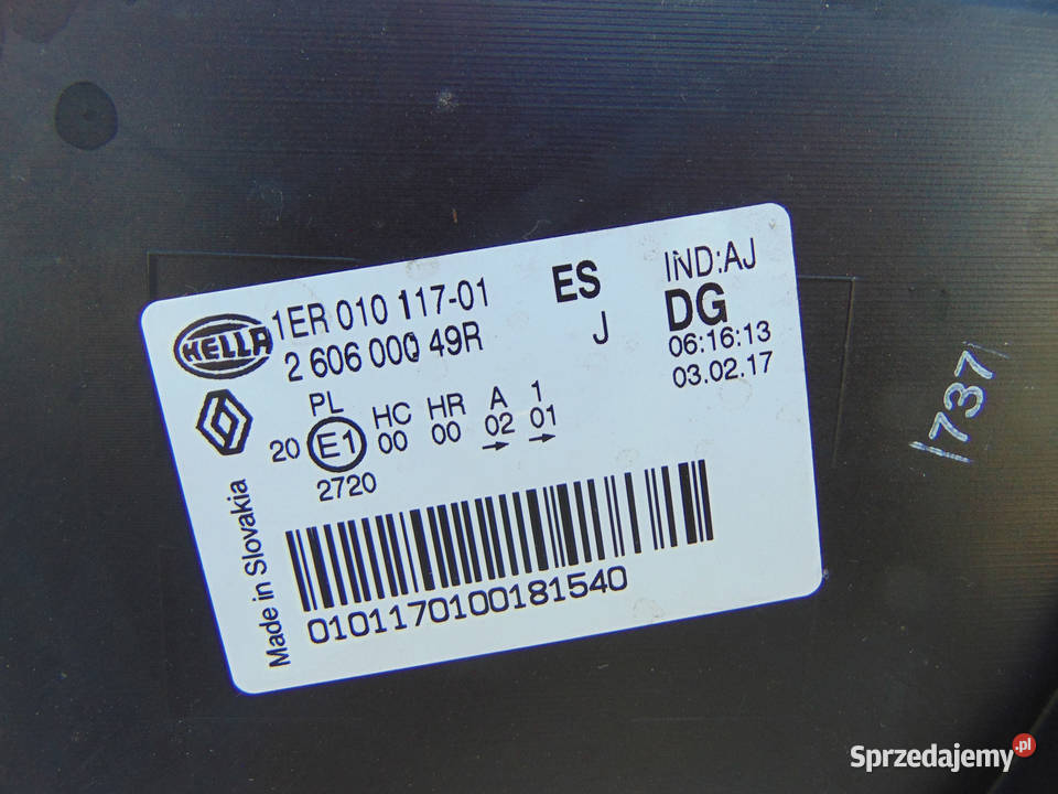 Lampa 1ER01011701 260600049R Renault Master III dostawcze lubelskie Ryki sprzedam