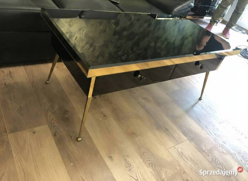 Stolik Kawowy GLAMOUR 100x60 Złote Lustro Czarny sprzedam