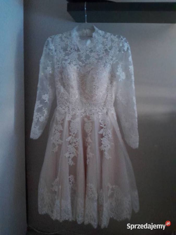 koronkowa Bladoróżowa sukienka midi 36Louboutin świętokrzyskie Solec-Zdrój