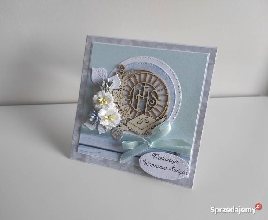 Kartka ręcznie robiona na Komunię Świętą z