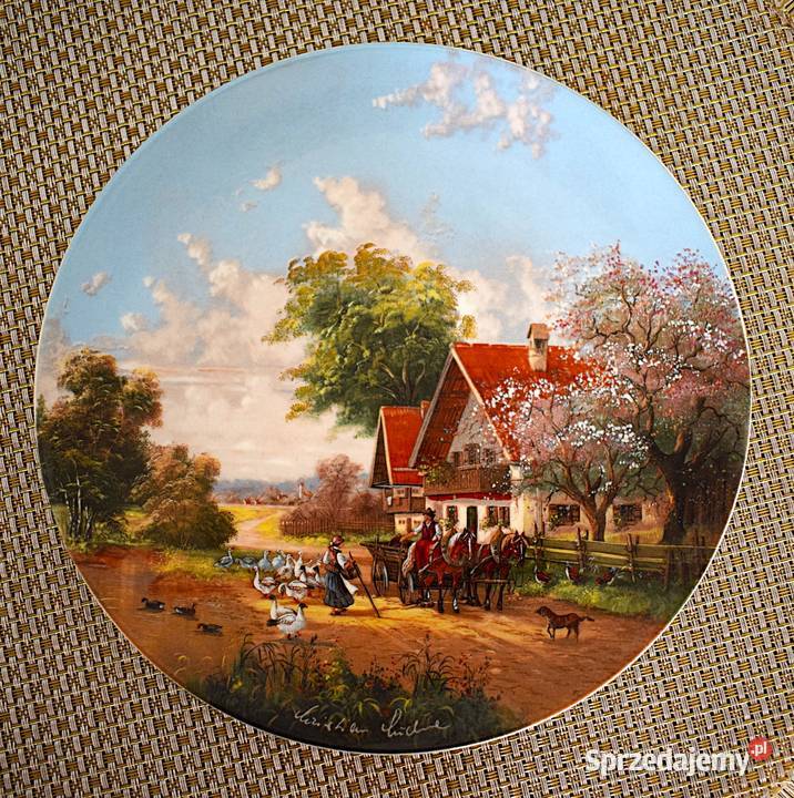 W drodze na targ ozdobny talerz porcelanowy