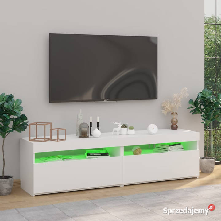 Szafki pod TV z oświetleniem LED 2 białe mazowieckie Warszawa