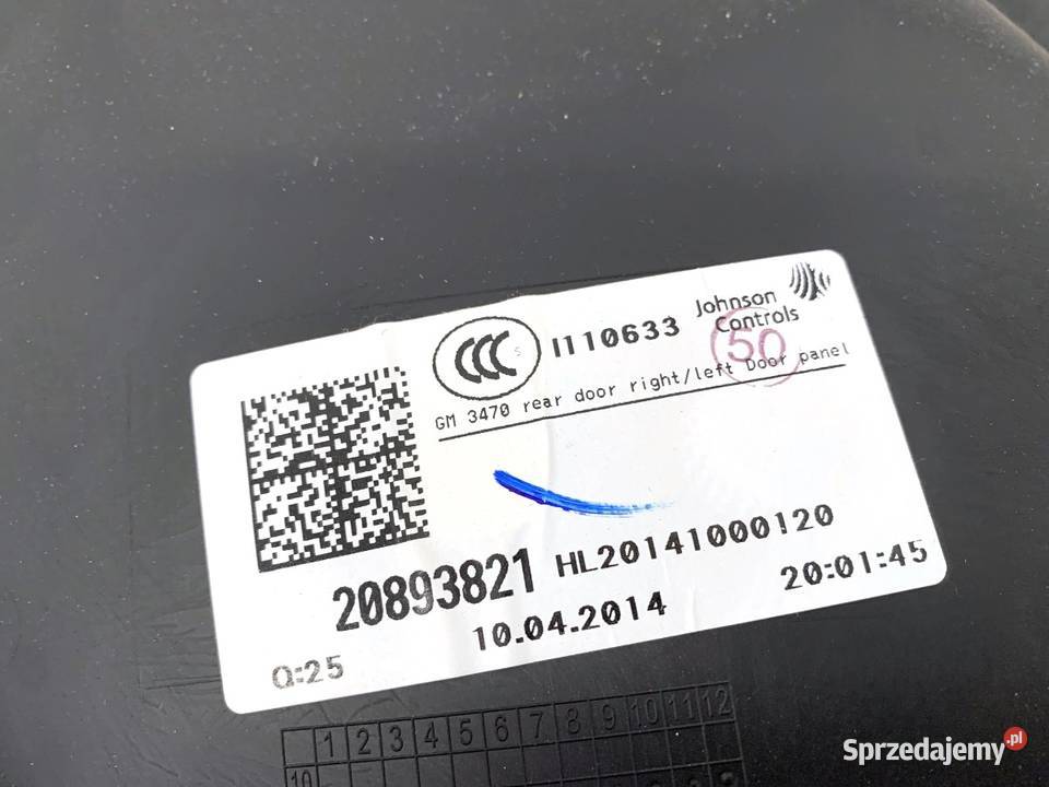 BOCZEK DRZWI LEWY TYŁ OPEL ZAFIRA C Minivan podkarpackie