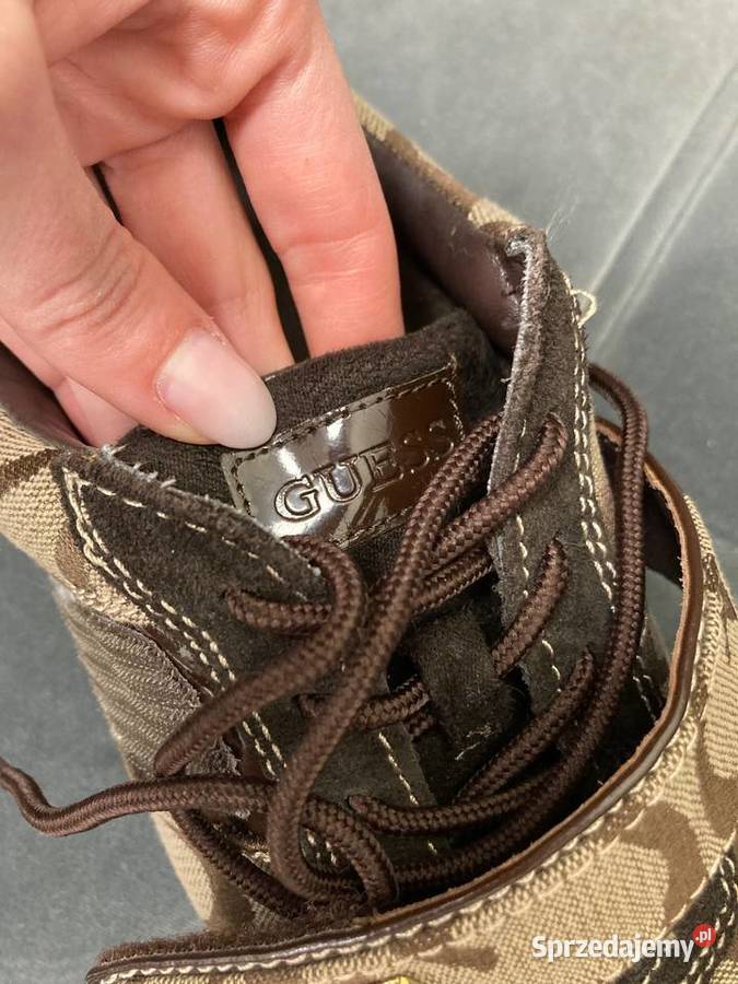 Trampki buty damskie Guess logowane brąz nowe 39 Nisko