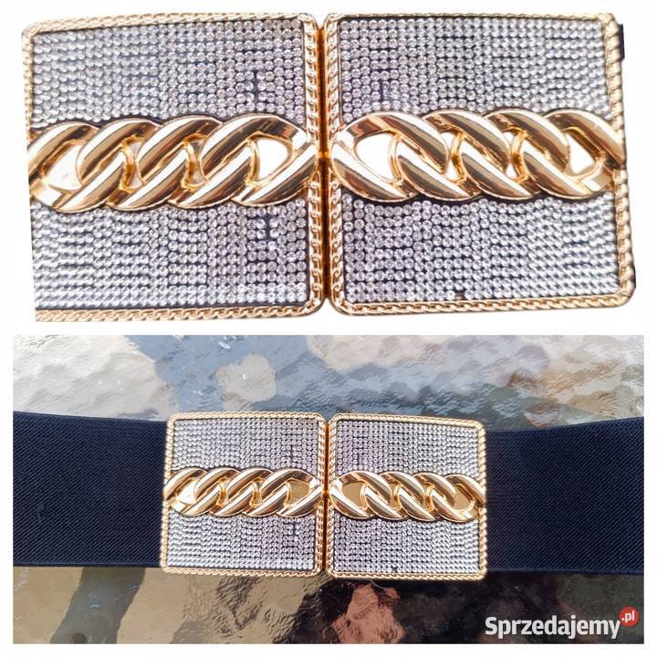 Stylowy biżuteryjny pasek damskielastyczna guma czarny Paski łódzkie Wieluń