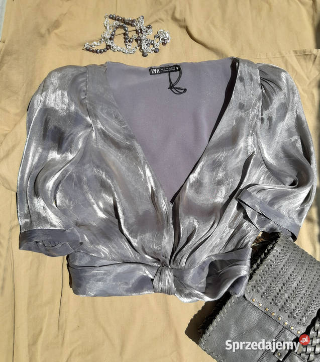 ZARA elegancka nowa krótka bluzka z połyskiem Warszawa sprzedam
