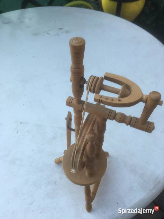 Kołowrotek drewniany do przędzenia Zielonka