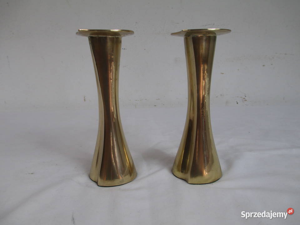 Dwa mosiężne świeczniki Antyki Lublin