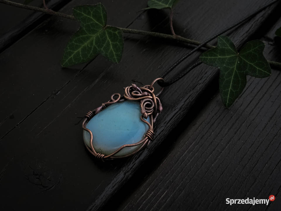 Unikatowy dwustronny wisiorek opalit miedź Kraków