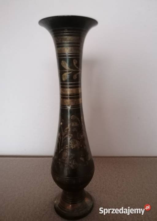 Wazon mosiężny czarnozłoty India wys 285