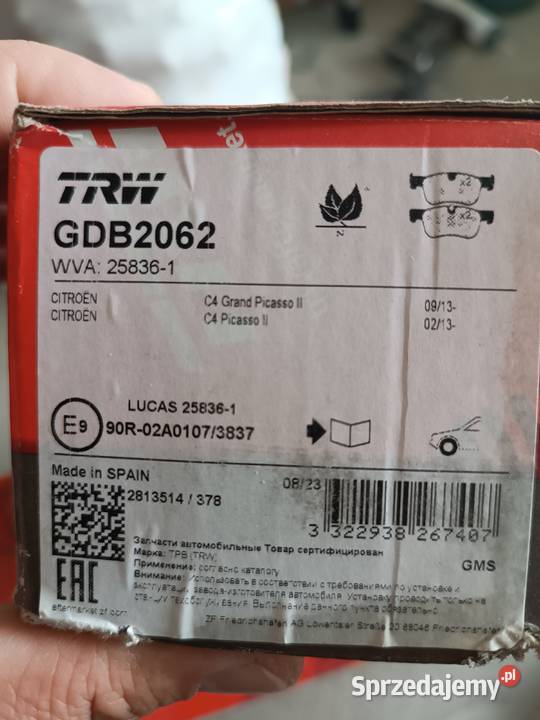 Tarcze klocki komplet Peugeot Citroen TRW lubelskie Zawadówka sprzedam