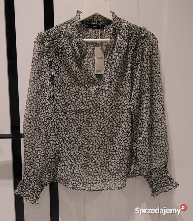 Mango piękna bluzka metaliczna nitka 34 XS
