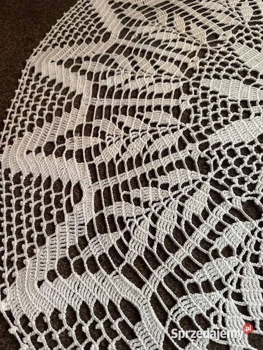 obrus okrągły szydełkowy rękodzieło biały Zabrze