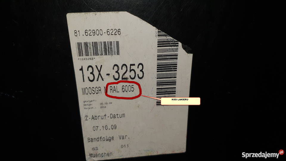 MAN TGX EURO 6 POLIK OWIEWKA BIAŁY 9010 NAROŻNIK Bieleń