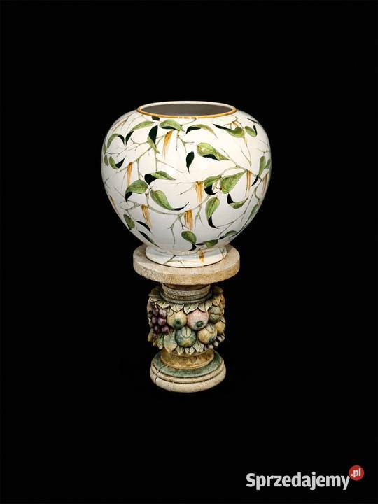 Wazon amfora włoska porcelanowy z podstawą