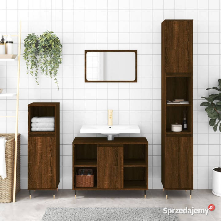 Szafka łazienkowa brązowy dąb 30x30x100 WM831555 Łazienkowe Warszawa