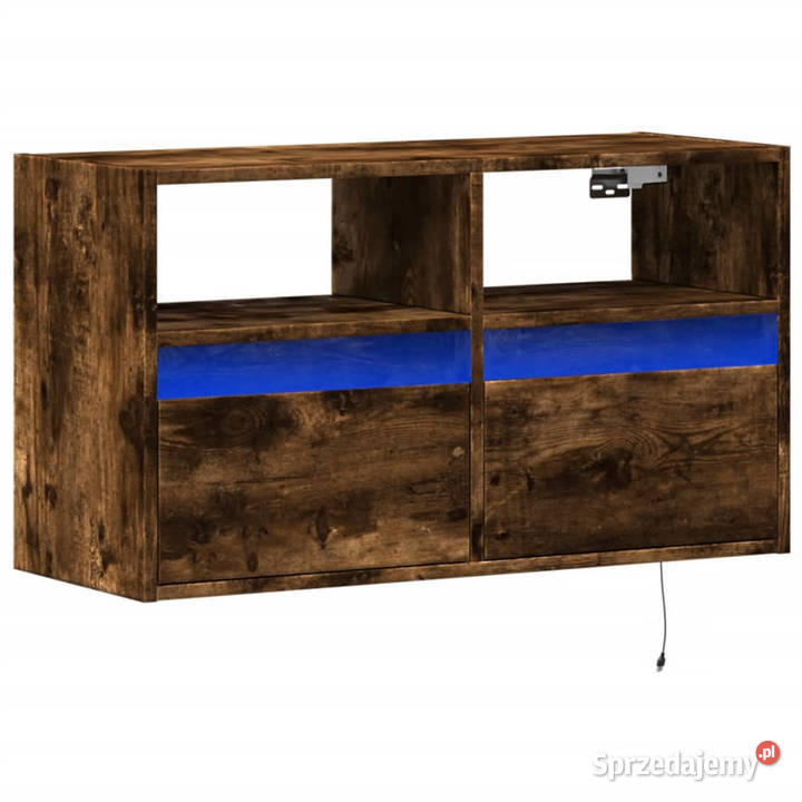 Ścienna szafka TV z LED przydymiony dąb 80x31x45 Warszawa sprzedam