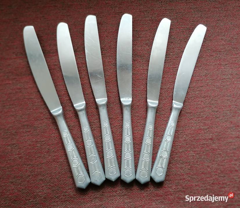 Rosyjskie noże obiadowe nierdzewne z PRLu Łódź