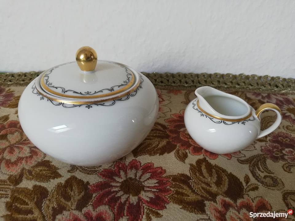 Cukiernica i mały mlecznik porcelana małopolskie Gorlice