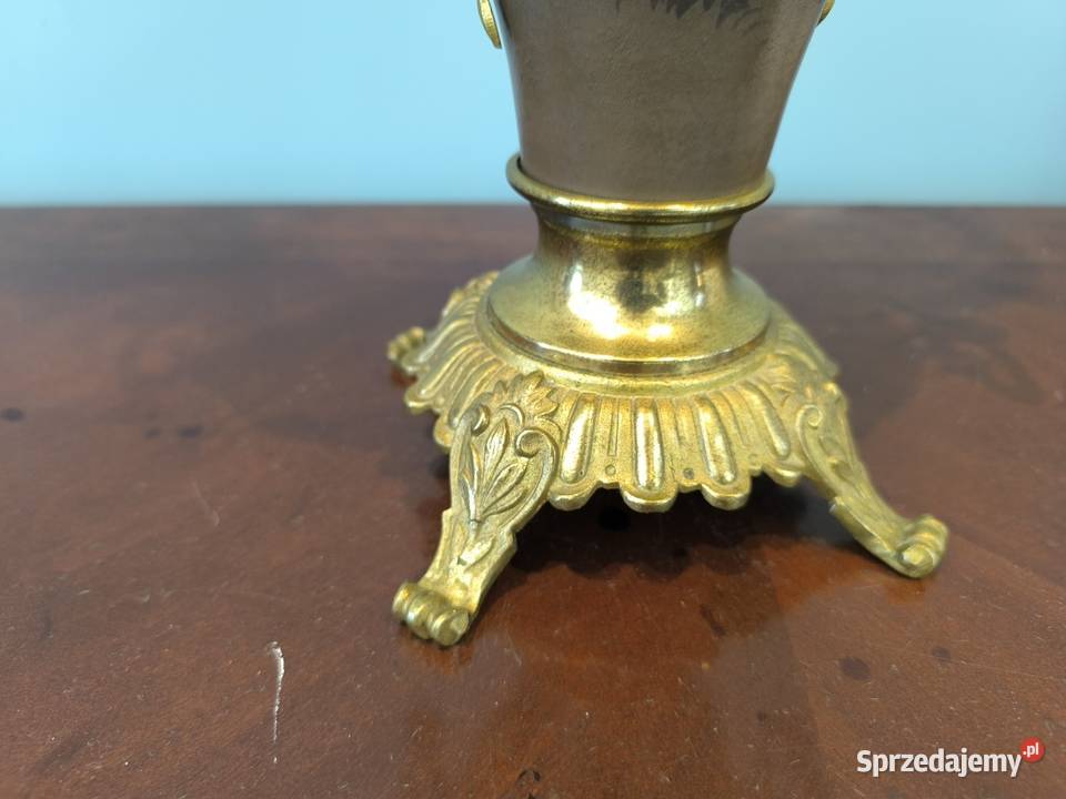 Piękna unikalna lampa mosiądz ceramika malowana Łódź